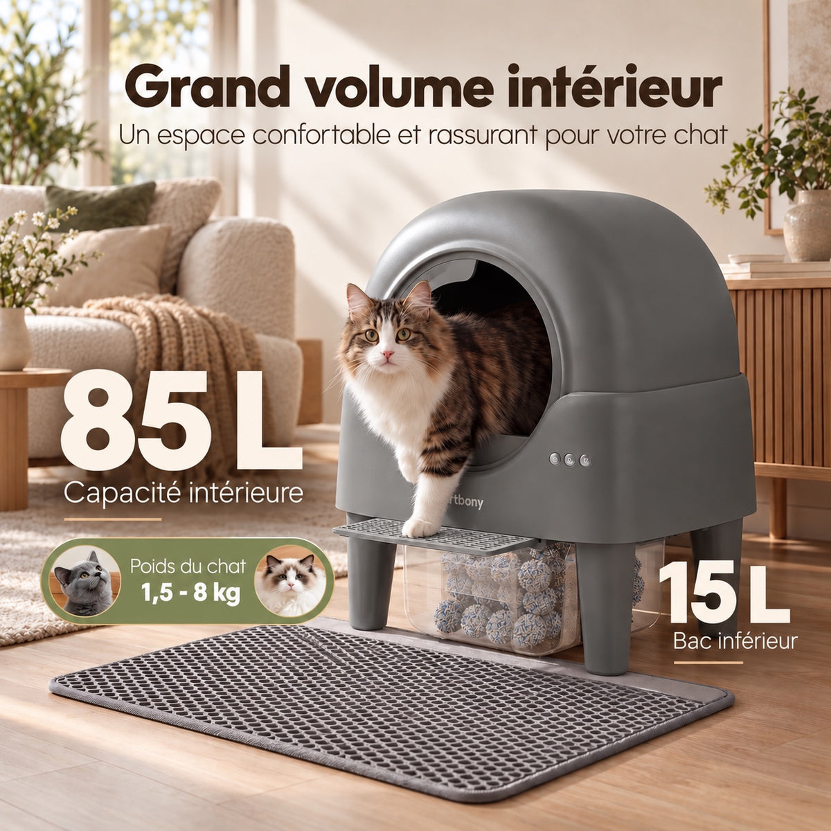 Litière automatique intelligente 85 L